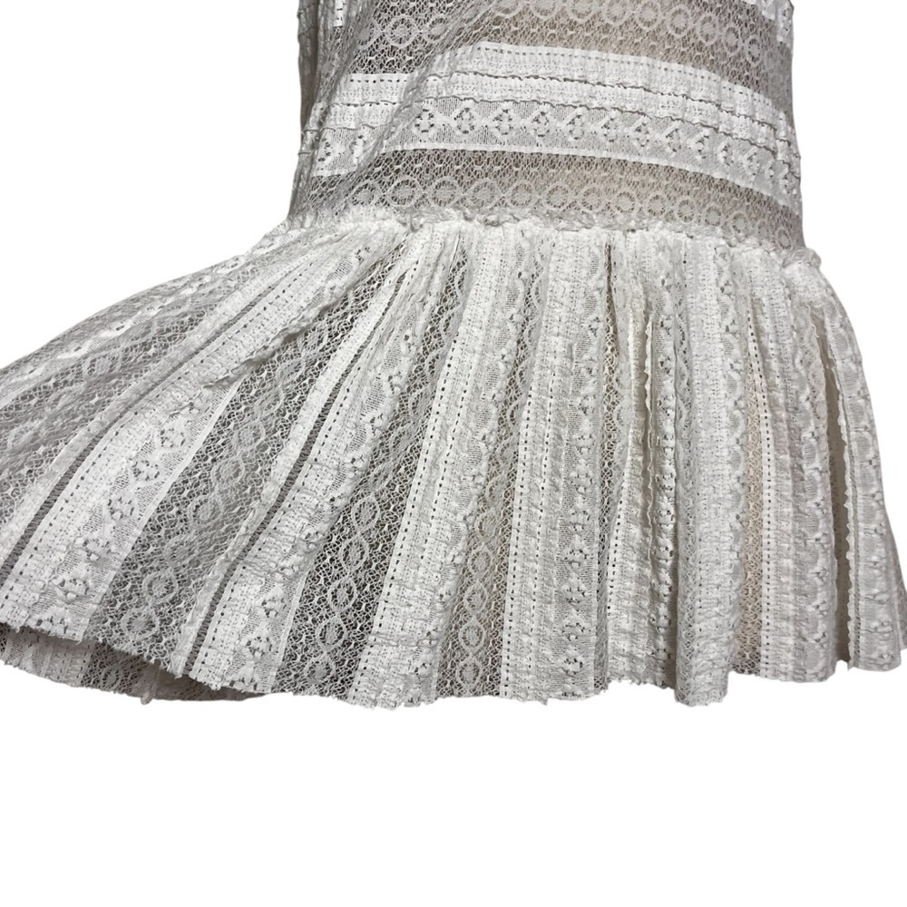 Intimately Free People Lace Mini Dress Cream Sheer Drop Waist Prairie Boho Tunic - Picture 6 of 12
